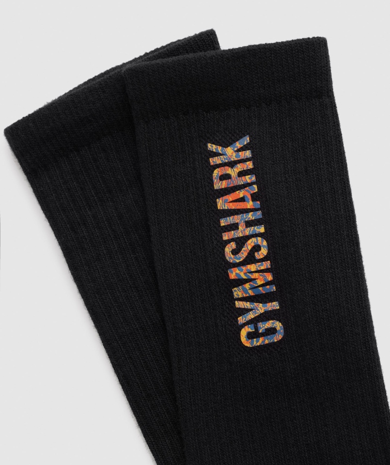 Gymshark Zwierzęce Skarpetki Z Załogą Czarne
