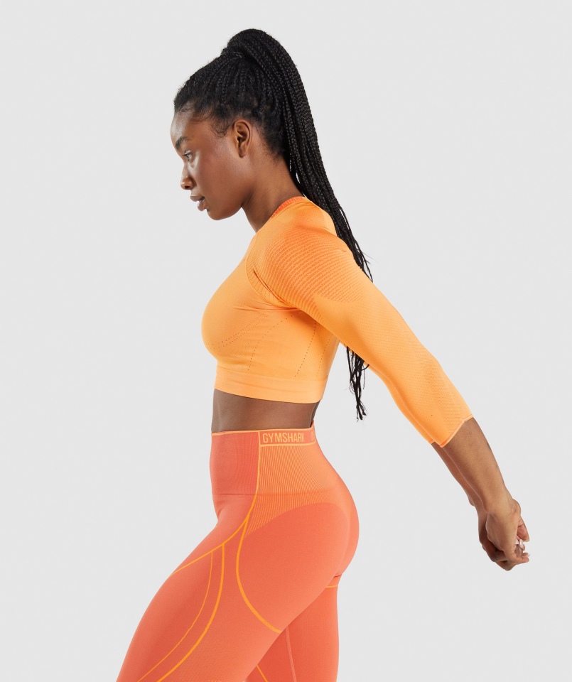 Gymshark Wierzchołek Bezszwowy Crop Top Morelowy Pomarańczowy-papaja Pomarańczowy
