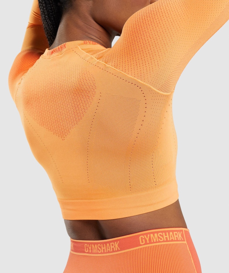 Gymshark Wierzchołek Bezszwowy Crop Top Morelowy Pomarańczowy-papaja Pomarańczowy