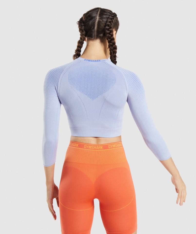 Gymshark Wierzchołek Bezszwowy Crop Top Lawendowy Niebieski Kort Niebieski