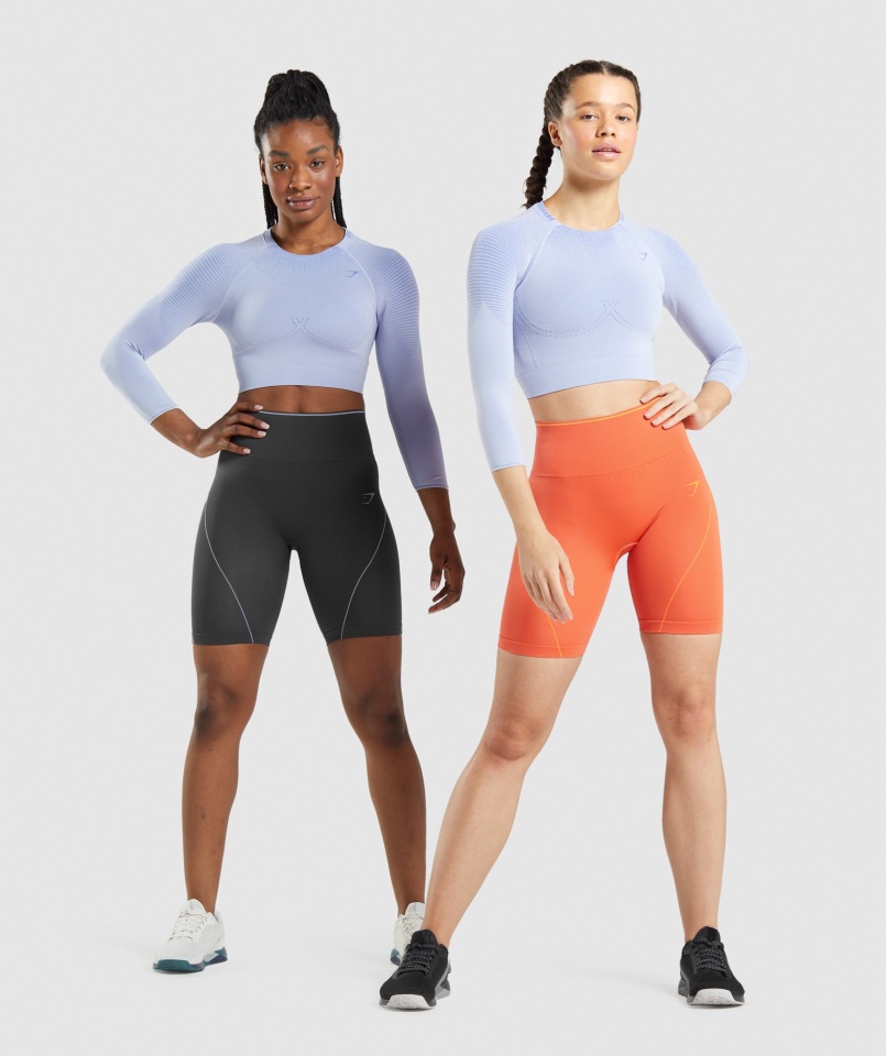 Gymshark Wierzchołek Bezszwowy Crop Top Lawendowy Niebieski Kort Niebieski