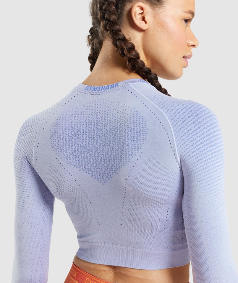 Gymshark Wierzchołek Bezszwowy Crop Top Lawendowy Niebieski Kort Niebieski
