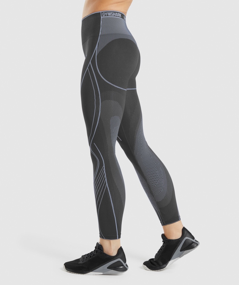 Gymshark Apex Bezszwowe Legginsy Z Wysokim Stanem Onyks Szaro-lawendowy Niebieski