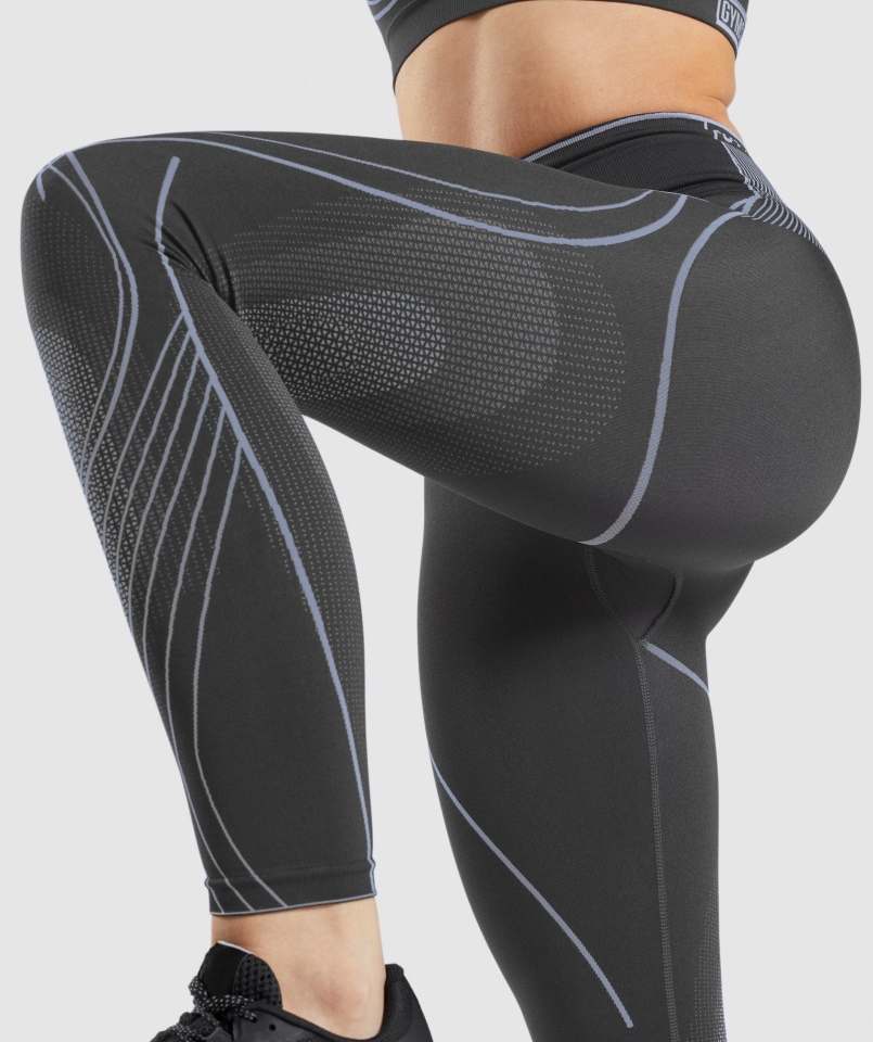 Gymshark Apex Bezszwowe Legginsy Z Wysokim Stanem Onyks Szaro-lawendowy Niebieski