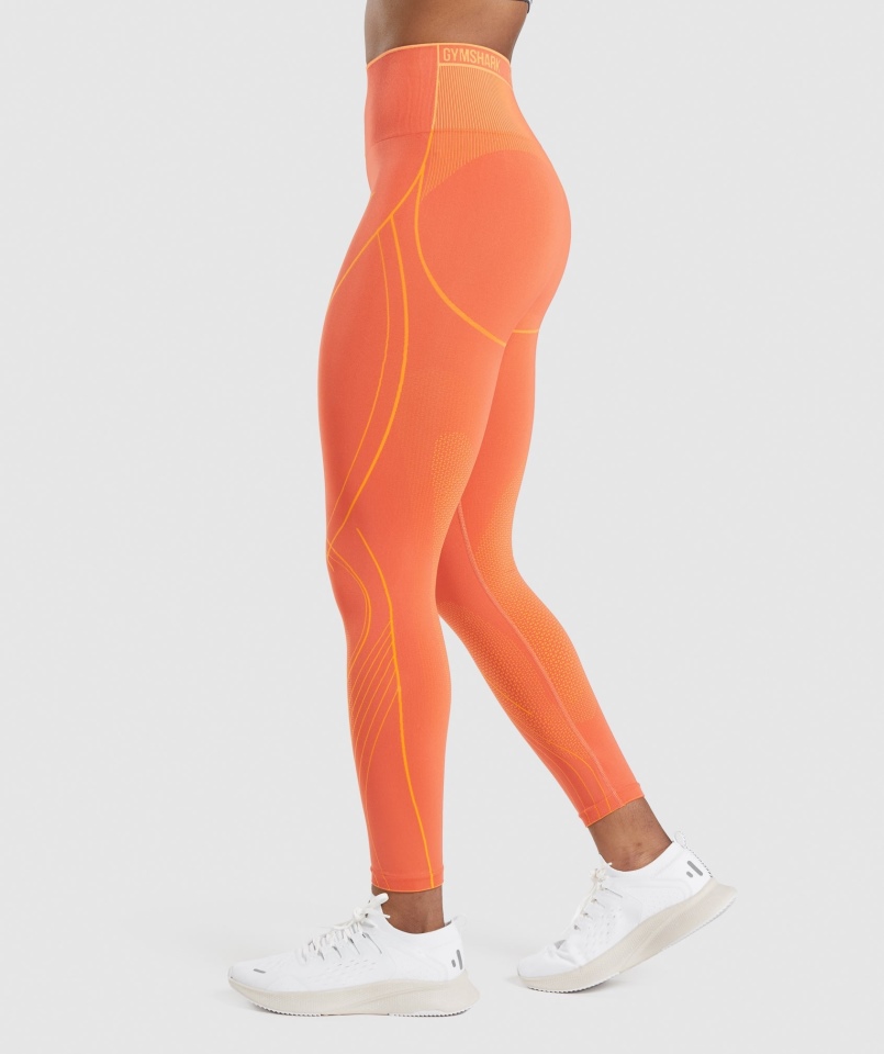 Gymshark Apex Bezszwowe Legginsy Z Wysokim Stanem Papaja Pomarańczowo-morelowa Pomarańcza