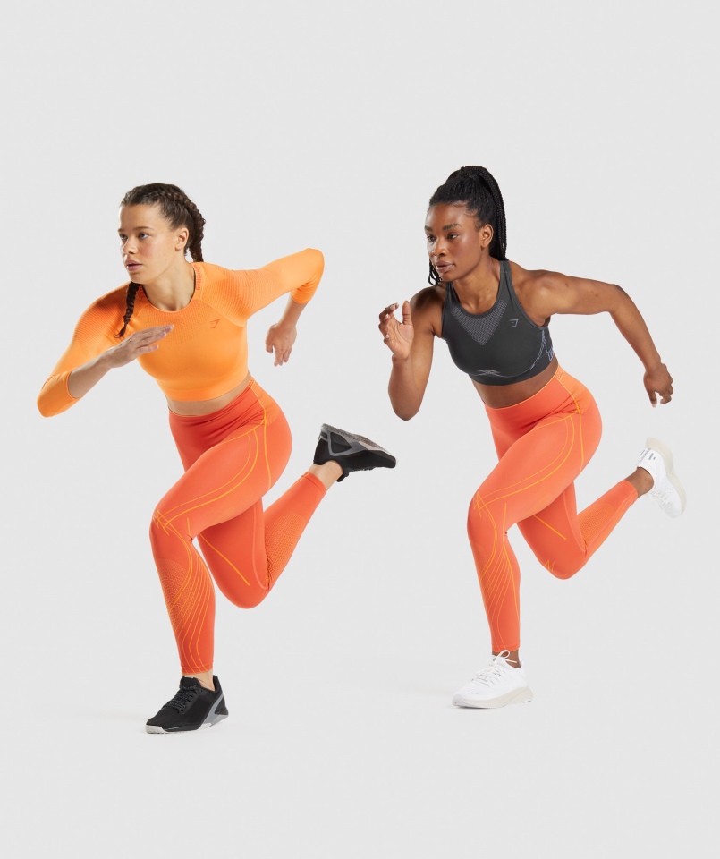 Gymshark Apex Bezszwowe Legginsy Z Wysokim Stanem Papaja Pomarańczowo-morelowa Pomarańcza