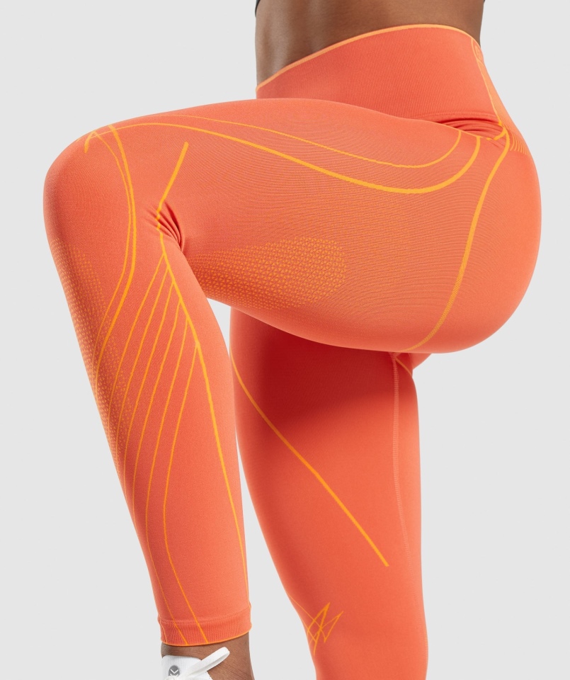 Gymshark Apex Bezszwowe Legginsy Z Wysokim Stanem Papaja Pomarańczowo-morelowa Pomarańcza