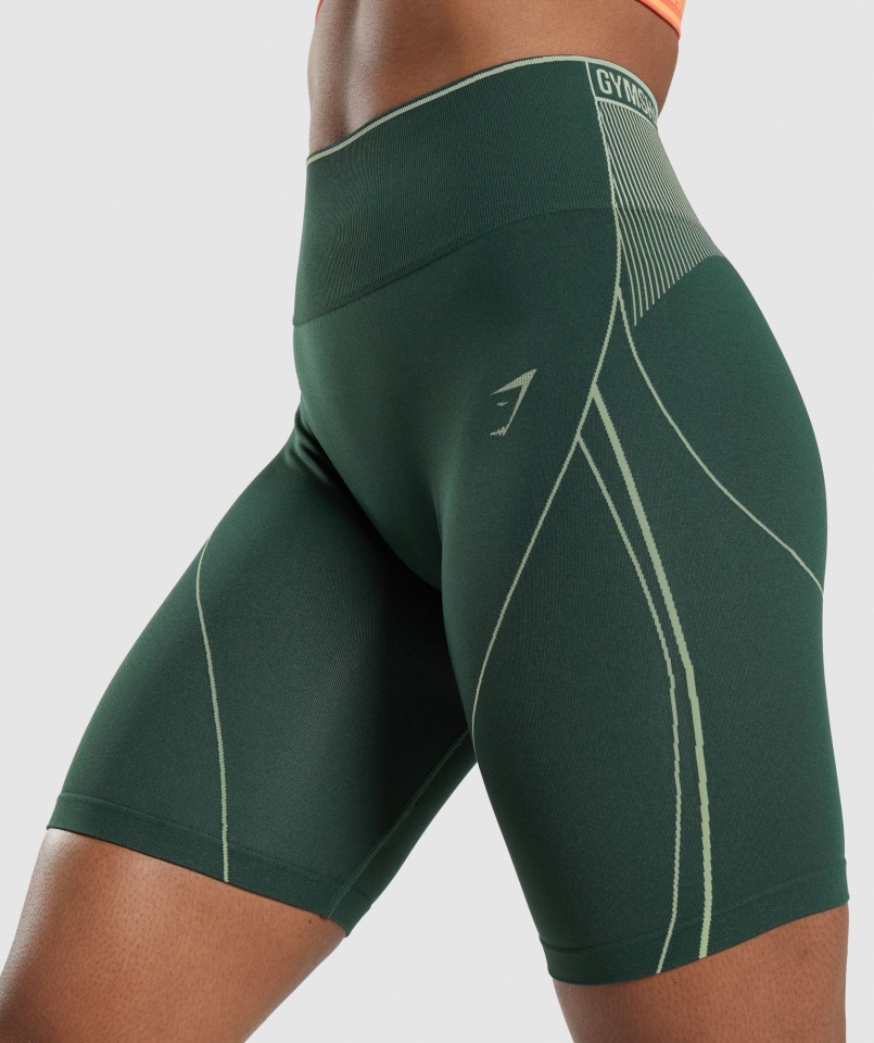 Gymshark Wierzchołek Bezszwowy Wysoki Wzrost Krótki Obsydian Zielono-ogórkowy Zielony