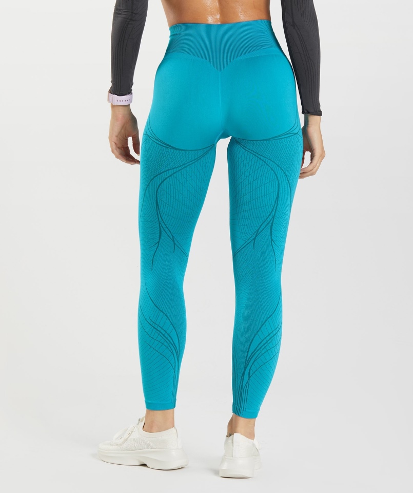 Gymshark Bezszwowe Legginsy Apex Shark Niebiesko-atlantyckie