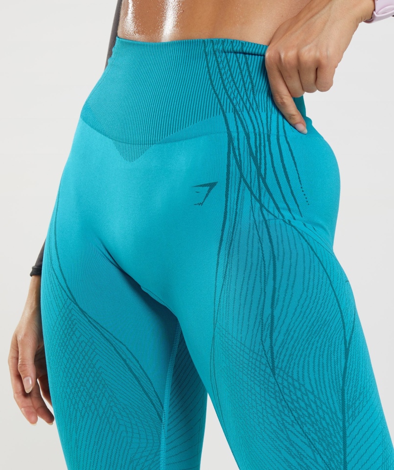 Gymshark Bezszwowe Legginsy Apex Shark Niebiesko-atlantyckie