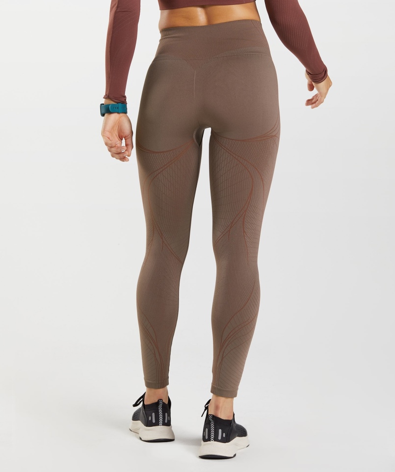 Gymshark Bezszwowe Legginsy Apex Trufla Brązowo-wiśniowe Brązowe