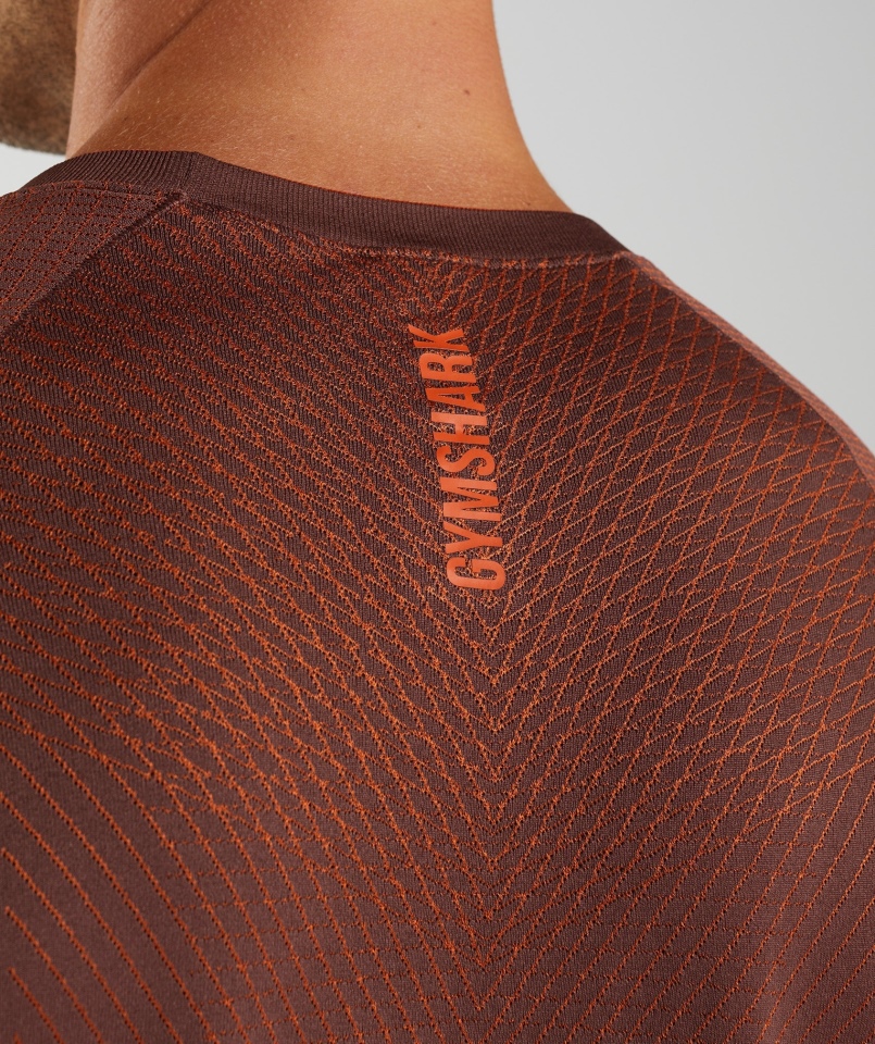 Gymshark Apex Bezszwowa Koszulka Z Długim Rękawem Wiśniowa Brązowo-pieprzowa Czerwona