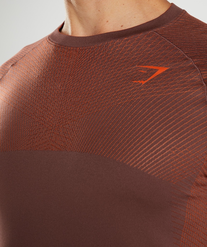 Gymshark Apex Bezszwowa Koszulka Z Długim Rękawem Wiśniowa Brązowo-pieprzowa Czerwona