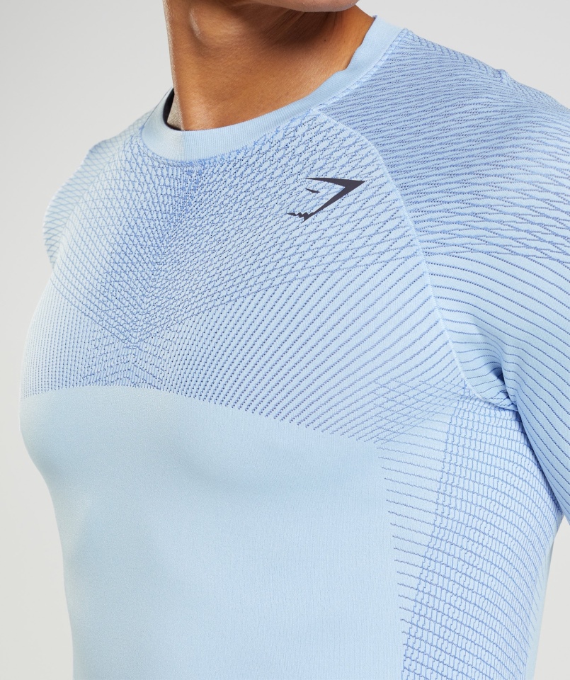 Gymshark Apex Bezszwowy T-shirt Z Długim Rękawem Lniany Niebieski-court Niebieski