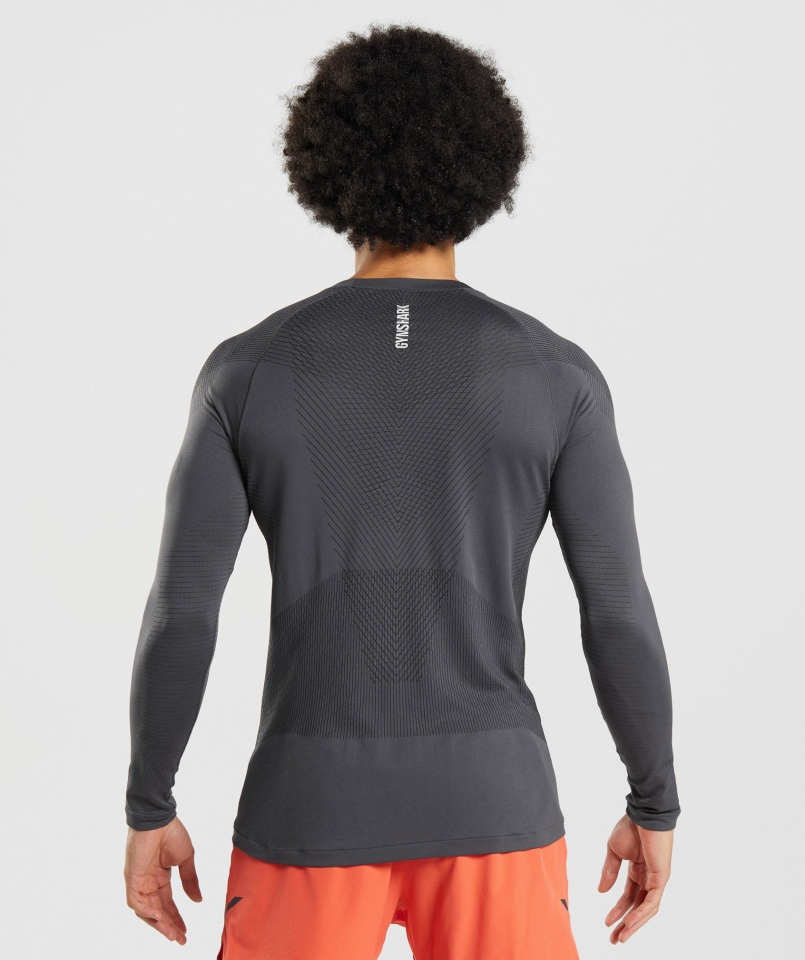 Gymshark Apex Bezszwowa Koszulka Z Długim Rękawem Onyks Szaro-czarna