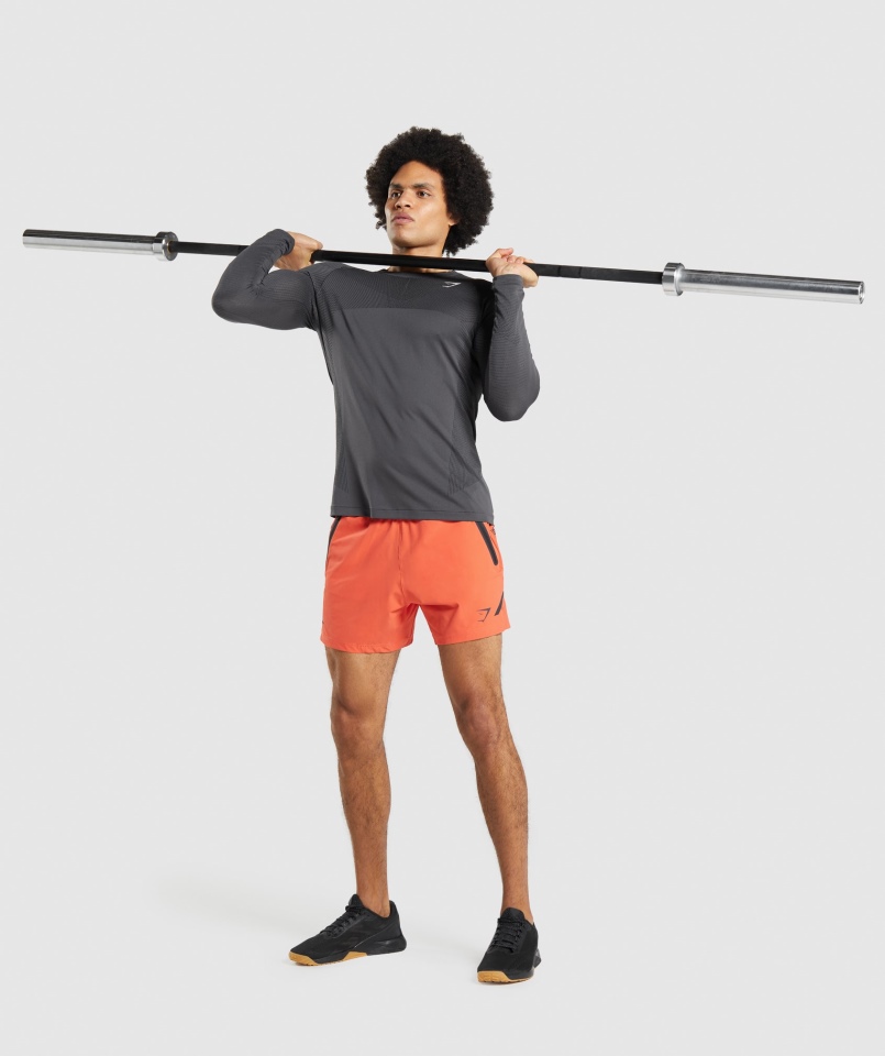 Gymshark Apex Bezszwowa Koszulka Z Długim Rękawem Onyks Szaro-czarna