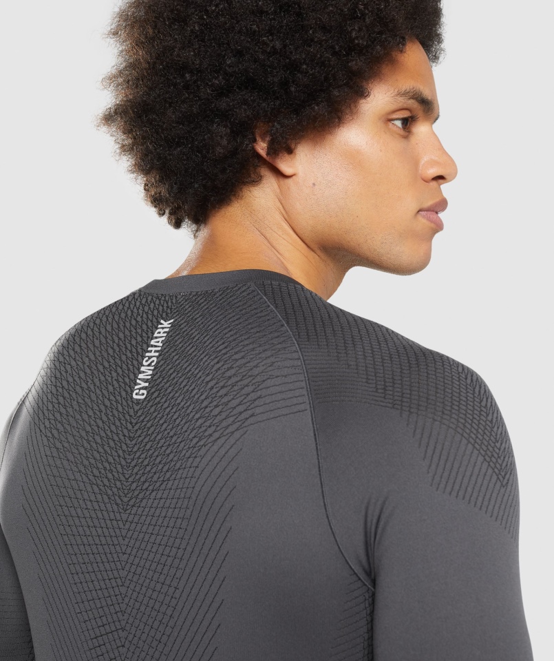 Gymshark Apex Bezszwowa Koszulka Z Długim Rękawem Onyks Szaro-czarna
