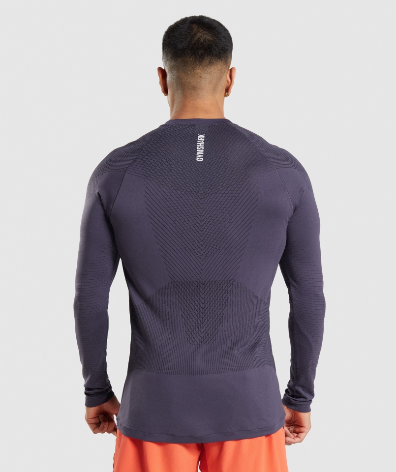 Gymshark Apex Bezszwowa Koszulka Z Długim Rękawem Bogata Fioletowo-czarna