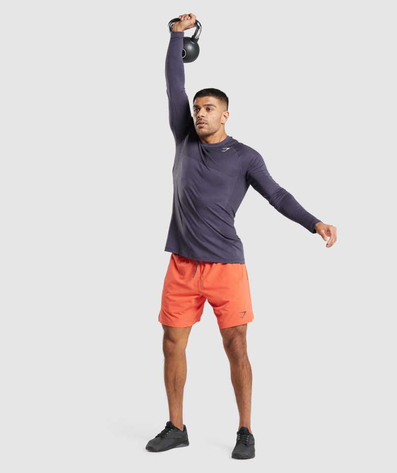 Gymshark Apex Bezszwowa Koszulka Z Długim Rękawem Bogata Fioletowo-czarna