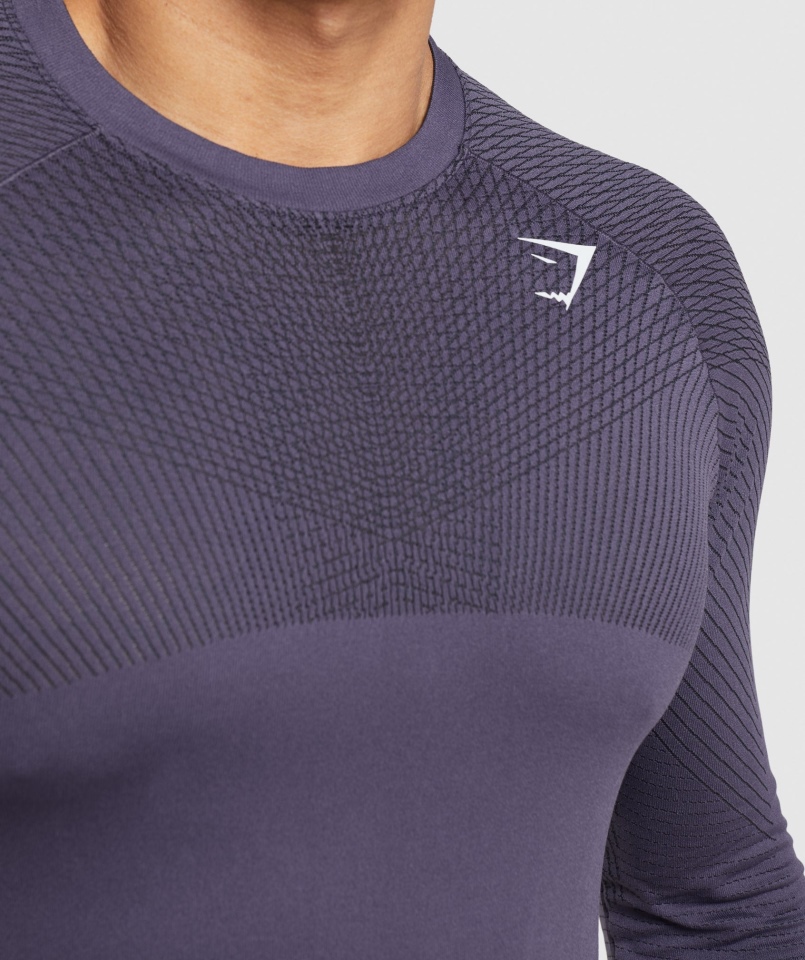 Gymshark Apex Bezszwowa Koszulka Z Długim Rękawem Bogata Fioletowo-czarna