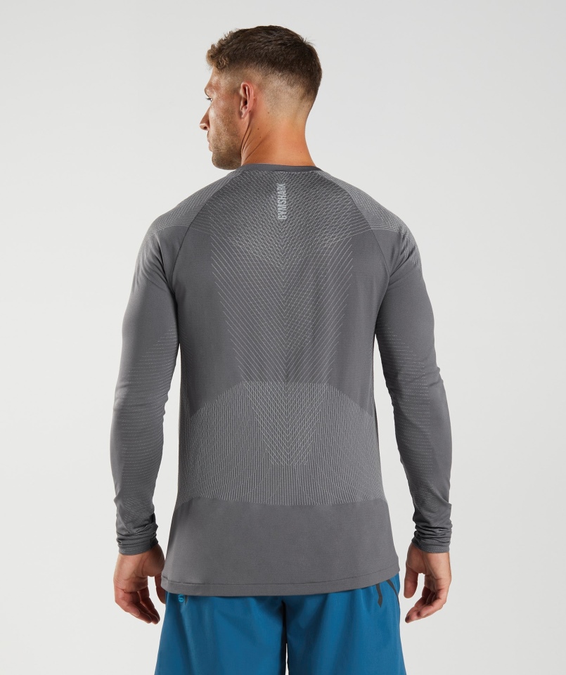 Gymshark Apex Bezszwowa Koszulka Z Długim Rękawem Sylwetka Szaro-smokey Grey