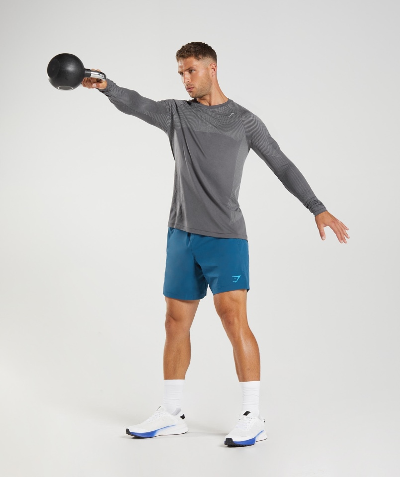 Gymshark Apex Bezszwowa Koszulka Z Długim Rękawem Sylwetka Szaro-smokey Grey