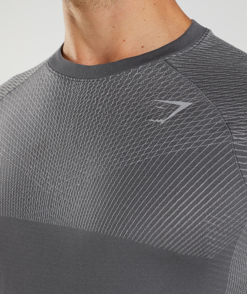 Gymshark Apex Bezszwowa Koszulka Z Długim Rękawem Sylwetka Szaro-smokey Grey