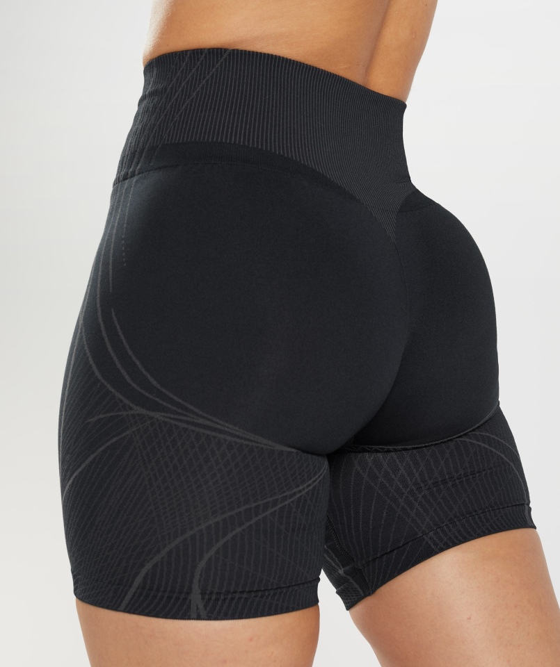 Gymshark Apex Bezszwowe Szorty Czarno-onyksowe Szare