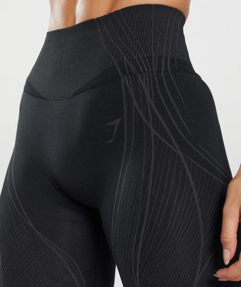 Gymshark Apex Bezszwowe Szorty Czarno-onyksowe Szare