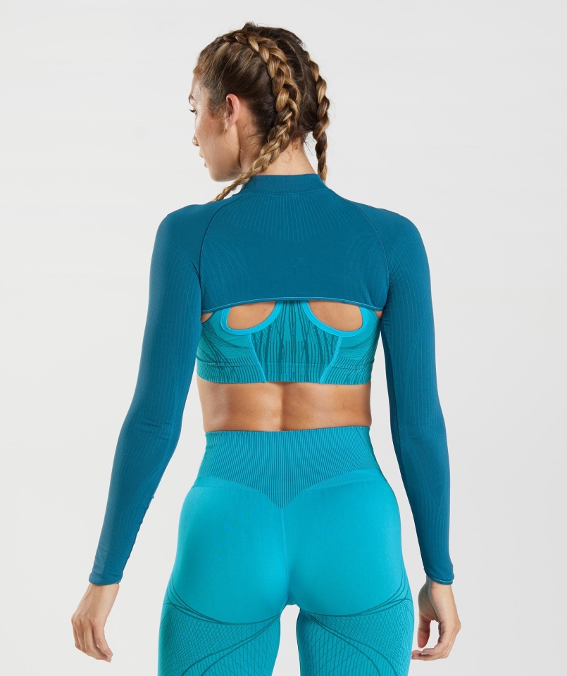 Gymshark Wierzchołek Bezszwowe Wzruszenie Ramion Atlantic Blue-shark Blue