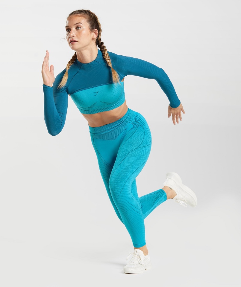 Gymshark Wierzchołek Bezszwowe Wzruszenie Ramion Atlantic Blue-shark Blue
