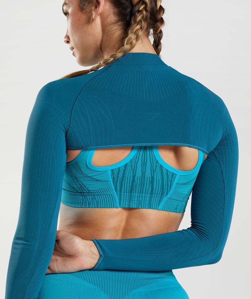 Gymshark Wierzchołek Bezszwowe Wzruszenie Ramion Atlantic Blue-shark Blue