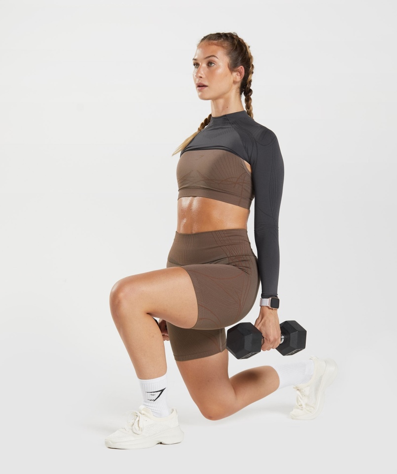 Gymshark Apex Bezszwowy Wzruszający Ramionami Onyks Szaro-czarny
