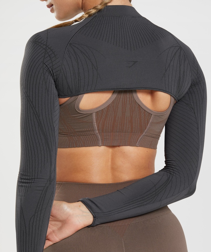 Gymshark Apex Bezszwowy Wzruszający Ramionami Onyks Szaro-czarny