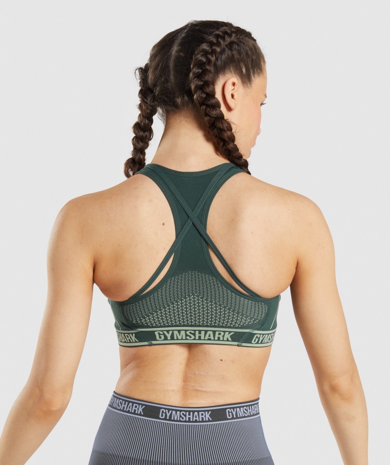Gymshark Apex Bezszwowy Biustonosz Sportowy Obsydian Zielono-ogórkowy Zielony
