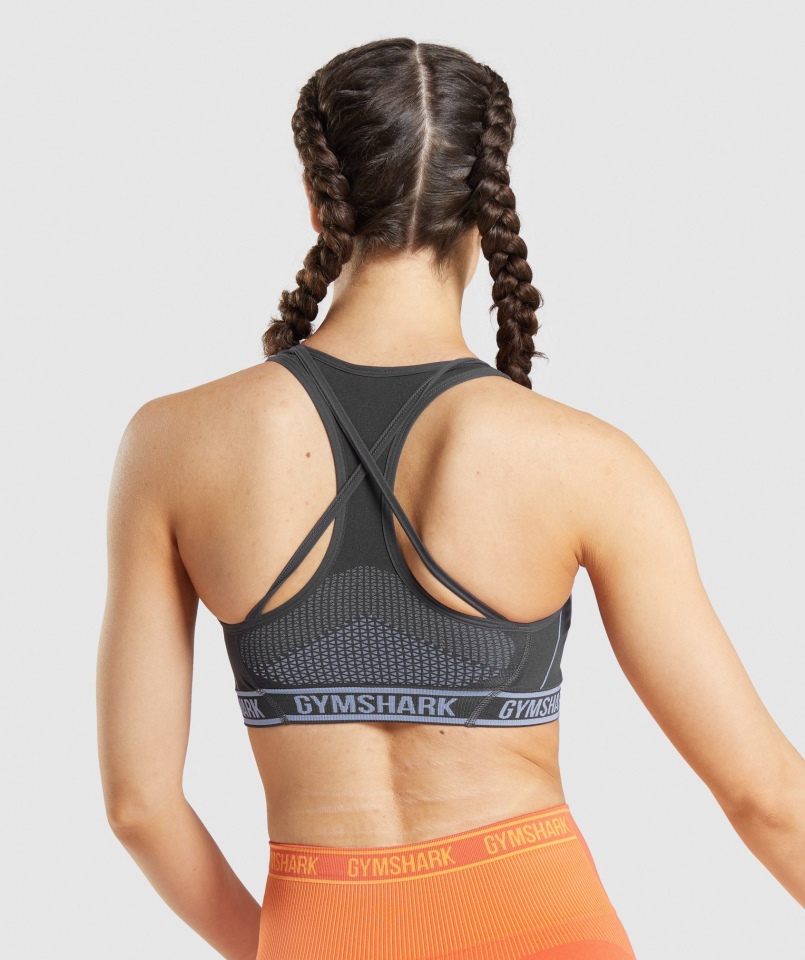 Gymshark Apex Bezszwowy Biustonosz Sportowy Onyks Szaro-lawendowy Niebieski