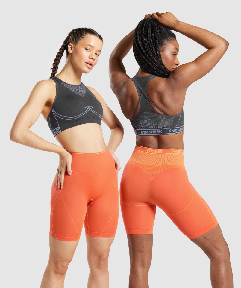 Gymshark Apex Bezszwowy Biustonosz Sportowy Onyks Szaro-lawendowy Niebieski