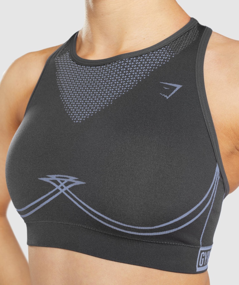 Gymshark Apex Bezszwowy Biustonosz Sportowy Onyks Szaro-lawendowy Niebieski