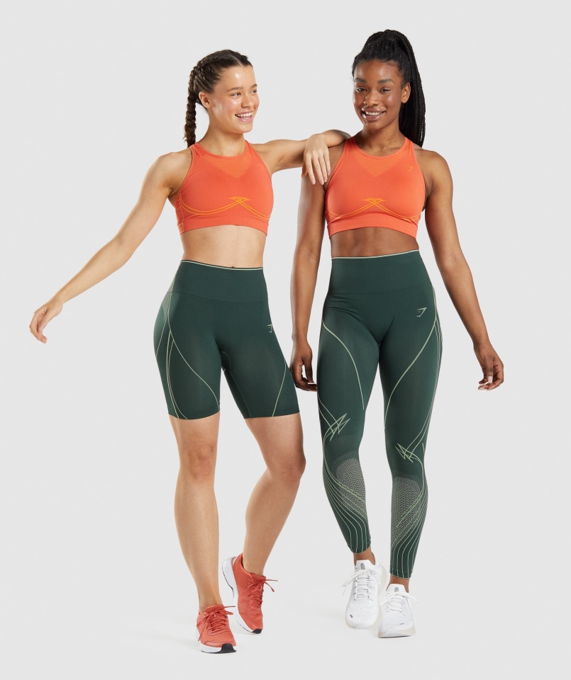 Gymshark Apex Bezszwowy Biustonosz Sportowy Papaja Pomarańczowo-morelowy Pomarańczowy