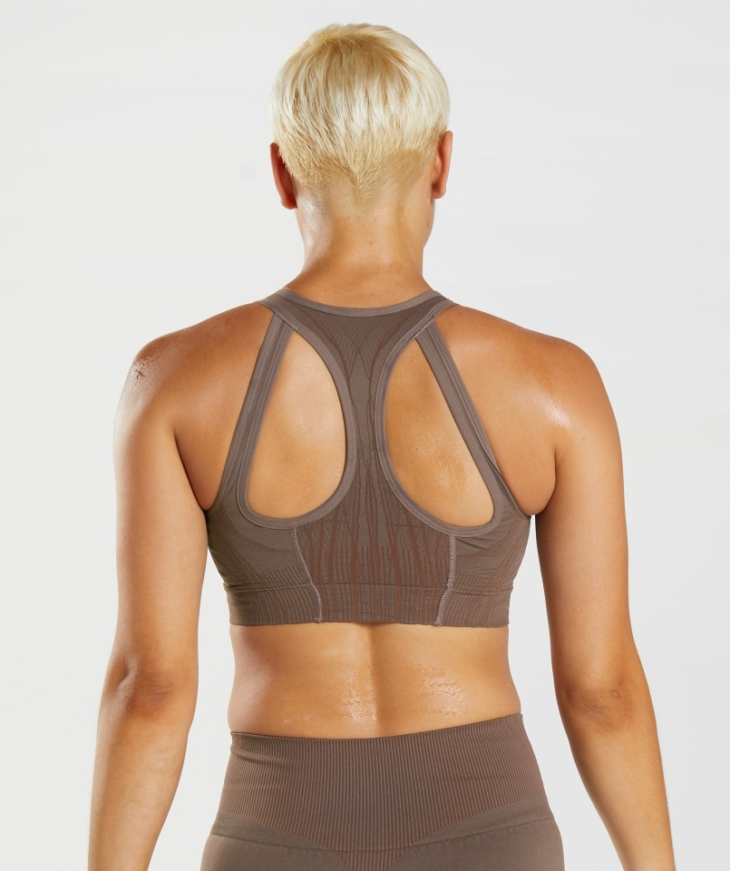 Gymshark Apex Bezszwowy Biustonosz Sportowy Trufla Brązowo-wiśniowy Brąz