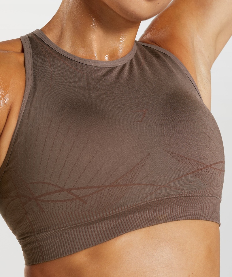 Gymshark Apex Bezszwowy Biustonosz Sportowy Trufla Brązowo-wiśniowy Brąz