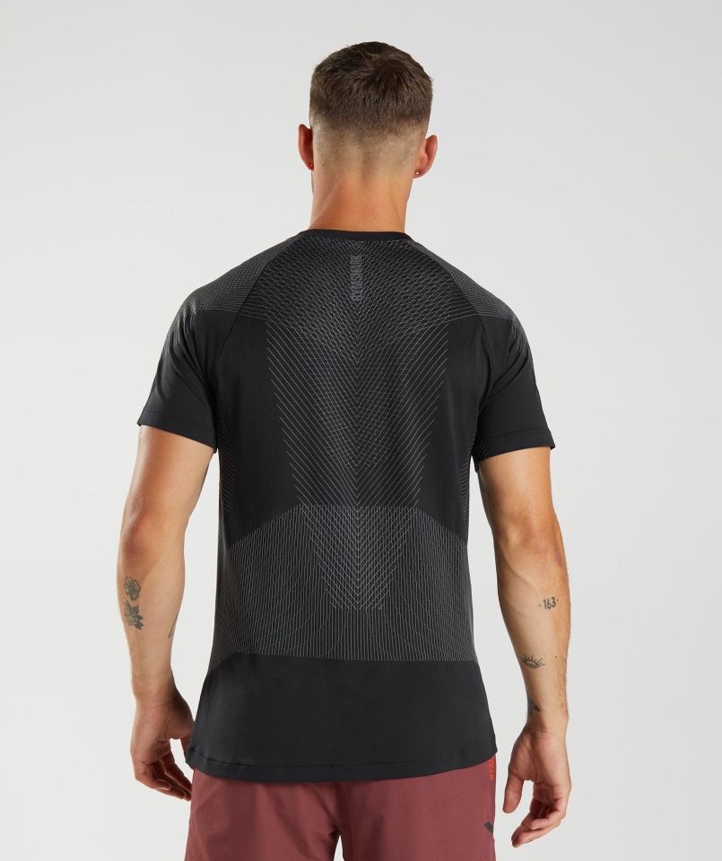 Gymshark Apex Bezszwowa Koszulka Czarno-sylwetka Szara
