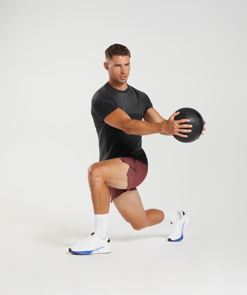 Gymshark Apex Bezszwowa Koszulka Czarno-sylwetka Szara