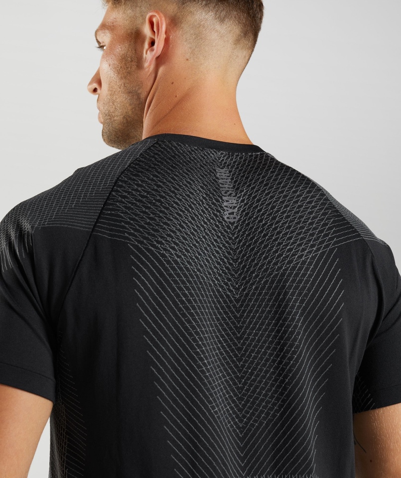 Gymshark Apex Bezszwowa Koszulka Czarno-sylwetka Szara