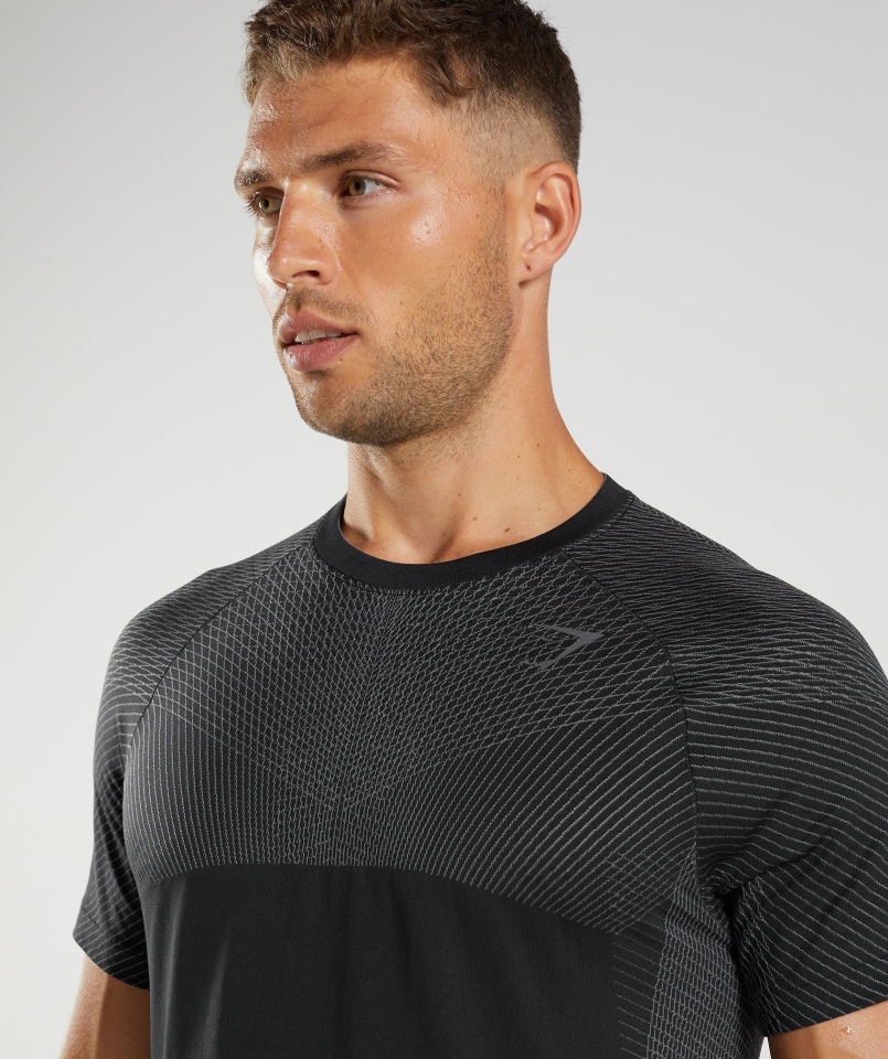 Gymshark Apex Bezszwowa Koszulka Czarno-sylwetka Szara