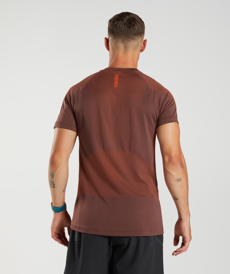 Gymshark Apex Bezszwowa Koszulka Wiśniowa Brązowo-pieprzowa Czerwona
