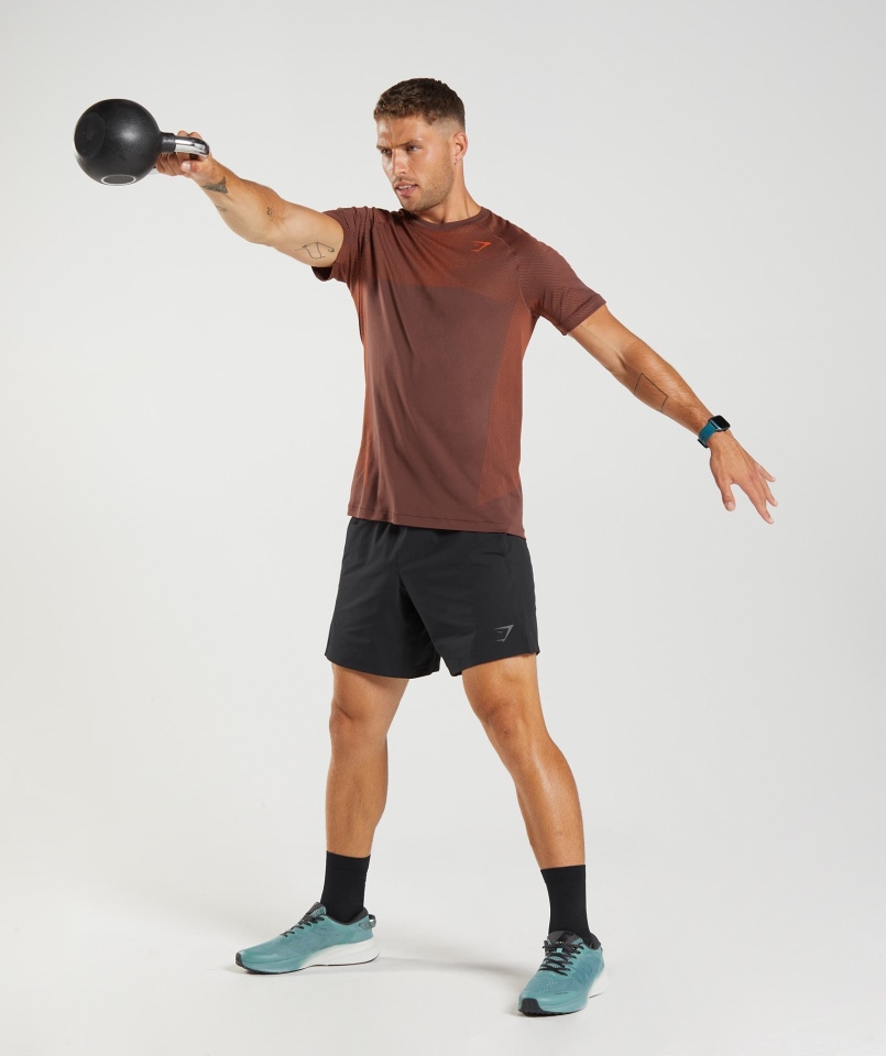 Gymshark Apex Bezszwowa Koszulka Wiśniowa Brązowo-pieprzowa Czerwona