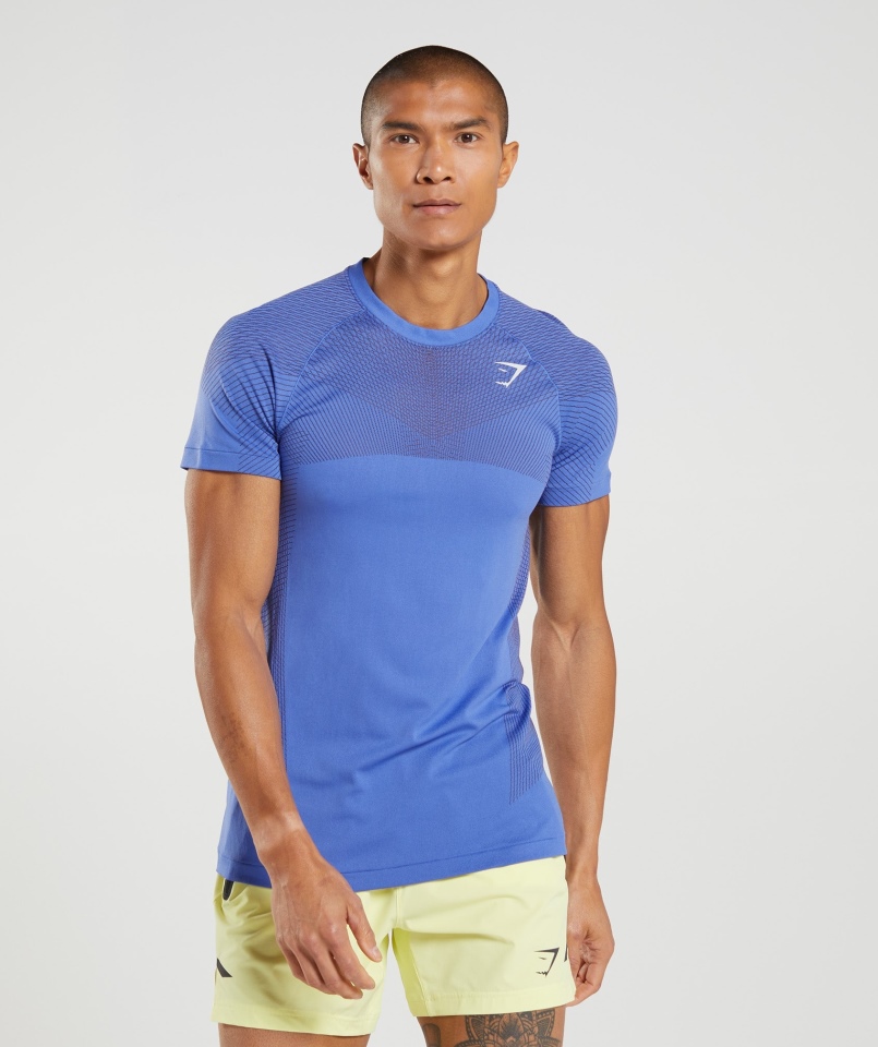 Gymshark Apex Bezszwowa Koszulka Kort Niebiesko-onyksowy Szary