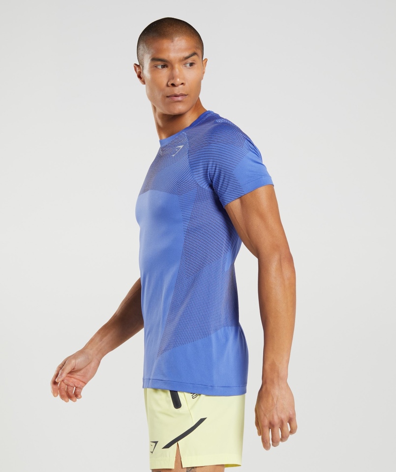 Gymshark Apex Bezszwowa Koszulka Kort Niebiesko-onyksowy Szary