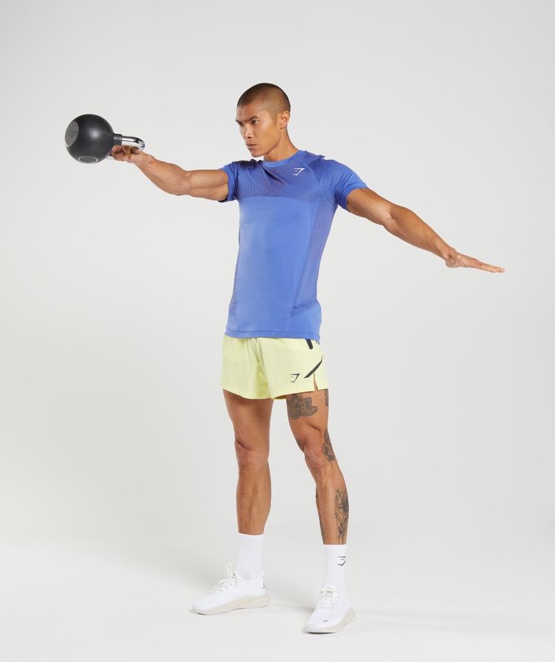 Gymshark Apex Bezszwowa Koszulka Kort Niebiesko-onyksowy Szary